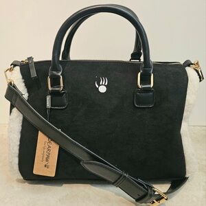 BearPaw Black and Cream Satchel